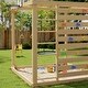 preview thumbnail 11 of 13, 8-in-1 Cedar Wood Outdoor Playset for Backyard, Kids Swing Set with Climbing Wall, Monkey Bars, Basketball Hoop & Sand Box