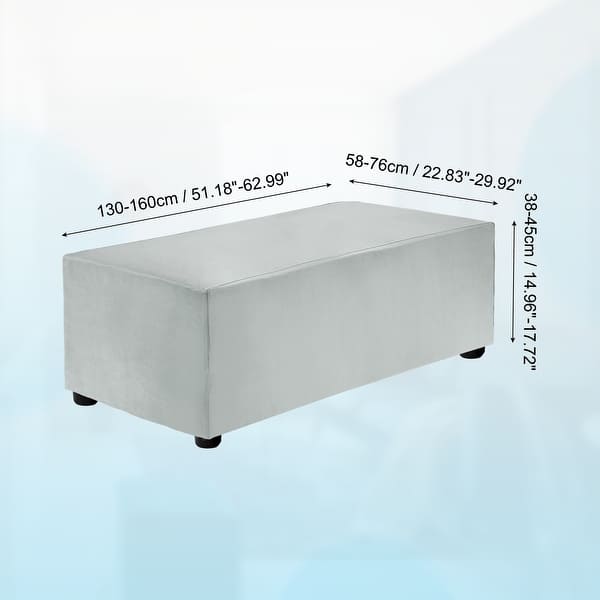 dimension image slide 17 of 52, Stretch Foot Stool Cover Rectangular Square Foot Stool Slipcover