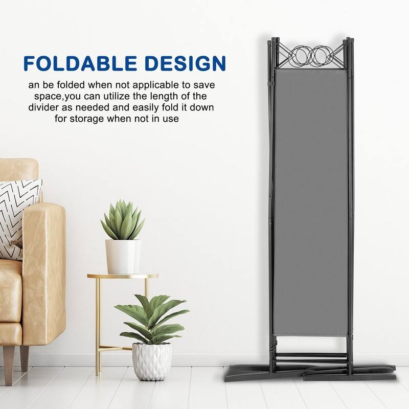 6FT Top With Shape Polyester Cloth Plastic Feet Carbon Steel Frame Foldable Screen