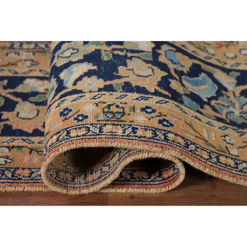 Mashad Vintage Persian Area Rug Handmade Orange Wool Carpet - 7'11" x 11'0"