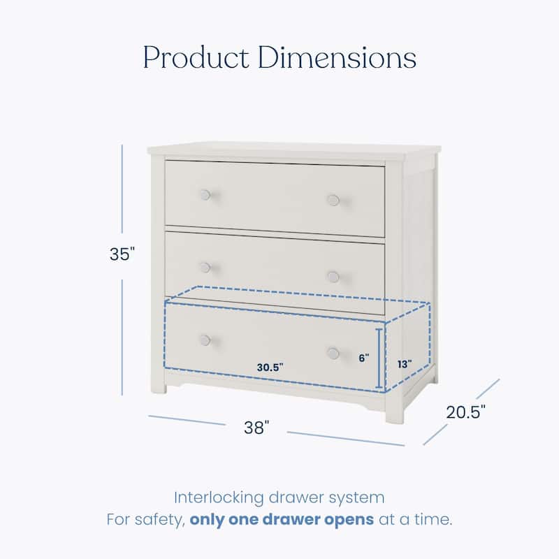 Child Craft Harmony 3-drawer Dresser with Dressing Kit