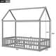 preview thumbnail 6 of 6, Gray Twin Size Pine Wood House Bed with Fence, Door, and Solid Construction