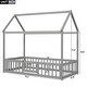 preview thumbnail 14 of 14, Twin Size Wood House Bed w/ Door Upholstered Bed & Fence Floor Bed