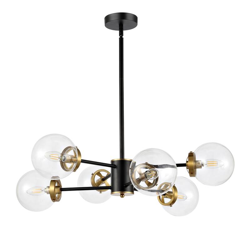 GetLedel 6-Light Modern Sputnik Chandelier with Glass Globe Shades