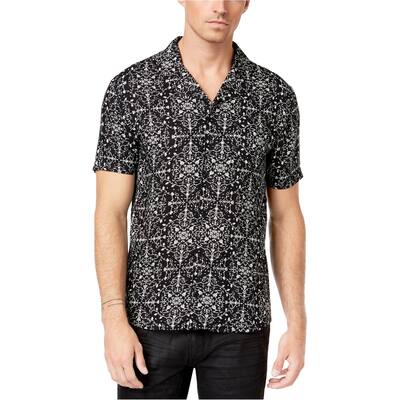 Another Influence Mens Tile Print Button Up Shirt,, Black, Small