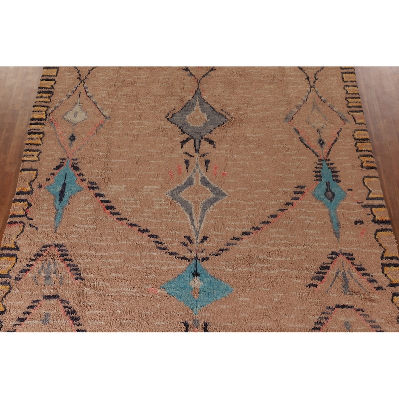 Plush Moroccan Oriental Area Rug Hand-Knotted Wool Carpet - 8'11" x 13'0"