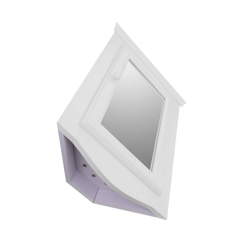 White Corner Medicine Cabinet with Mirror 27" x 20" Double Shelf Cabinet with Mounting Hardware