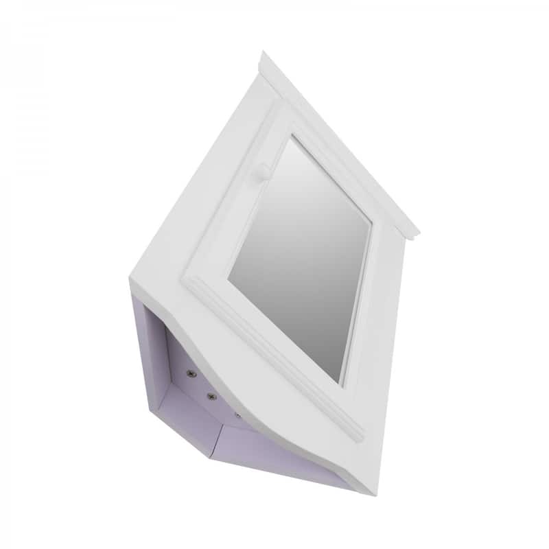 White Corner Wall Mount Medicine Cabinet with Mirror Wooden Bathroom Storage 27" x 20" Double Shelf Pack of 2 Renovators Supply