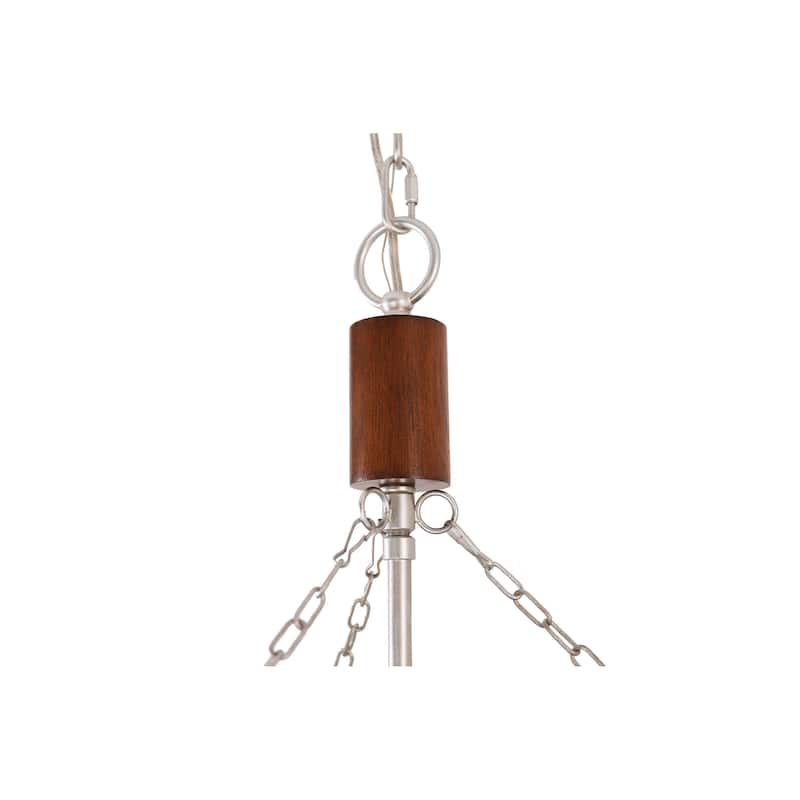 Oaks Aura Rustic Farmhouse 4-Light Wood Ceiling Light Drum Shabby Chic Wood Chandelier