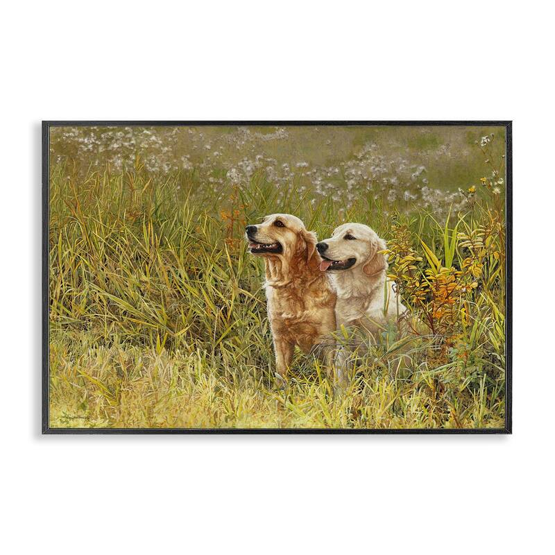 Stupell Happy Dogs Field Day Framed Giclee Art Design By Sueellen Ross - 24 x 16 - Black