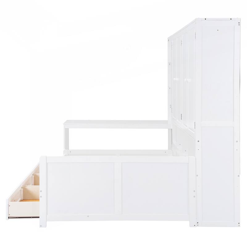 Versatile Wooden Daybed with Integrated Storage and Workspace for All Ages