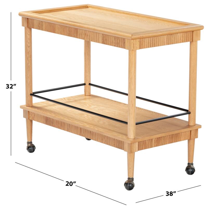 SAFAVIEH Couture Donna Brielle 2-Shelf Wood Bar cart - 38"W x 20"D x 32"H