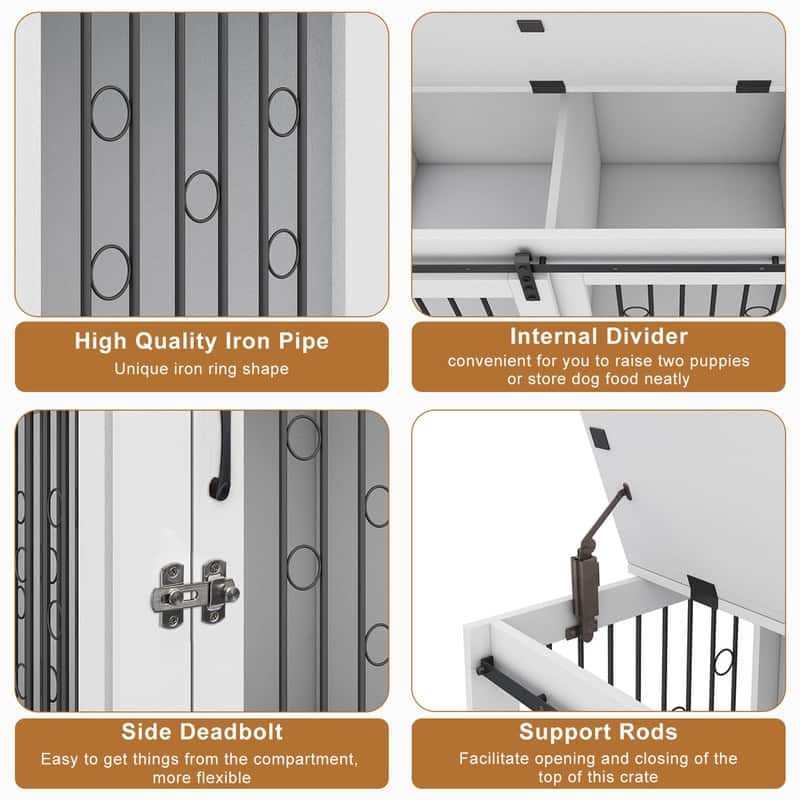 Sliding Barn Door Dog Crate Furniture with Flip-top Plate