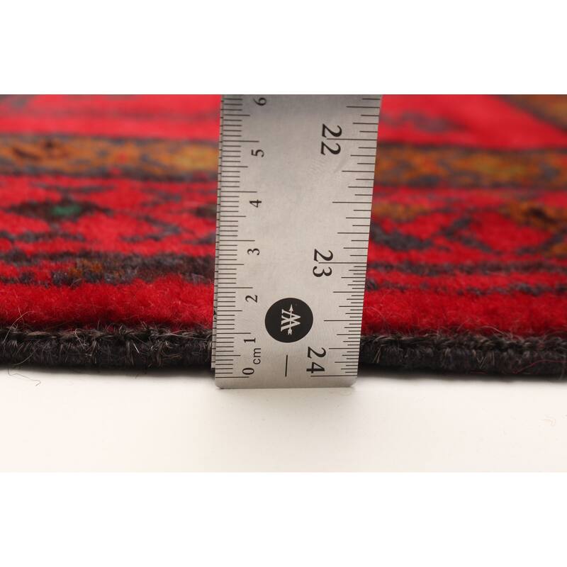 ECARPETGALLERY Hand-knotted Baluch Red Wool Rug - 3'4 x 9'2
