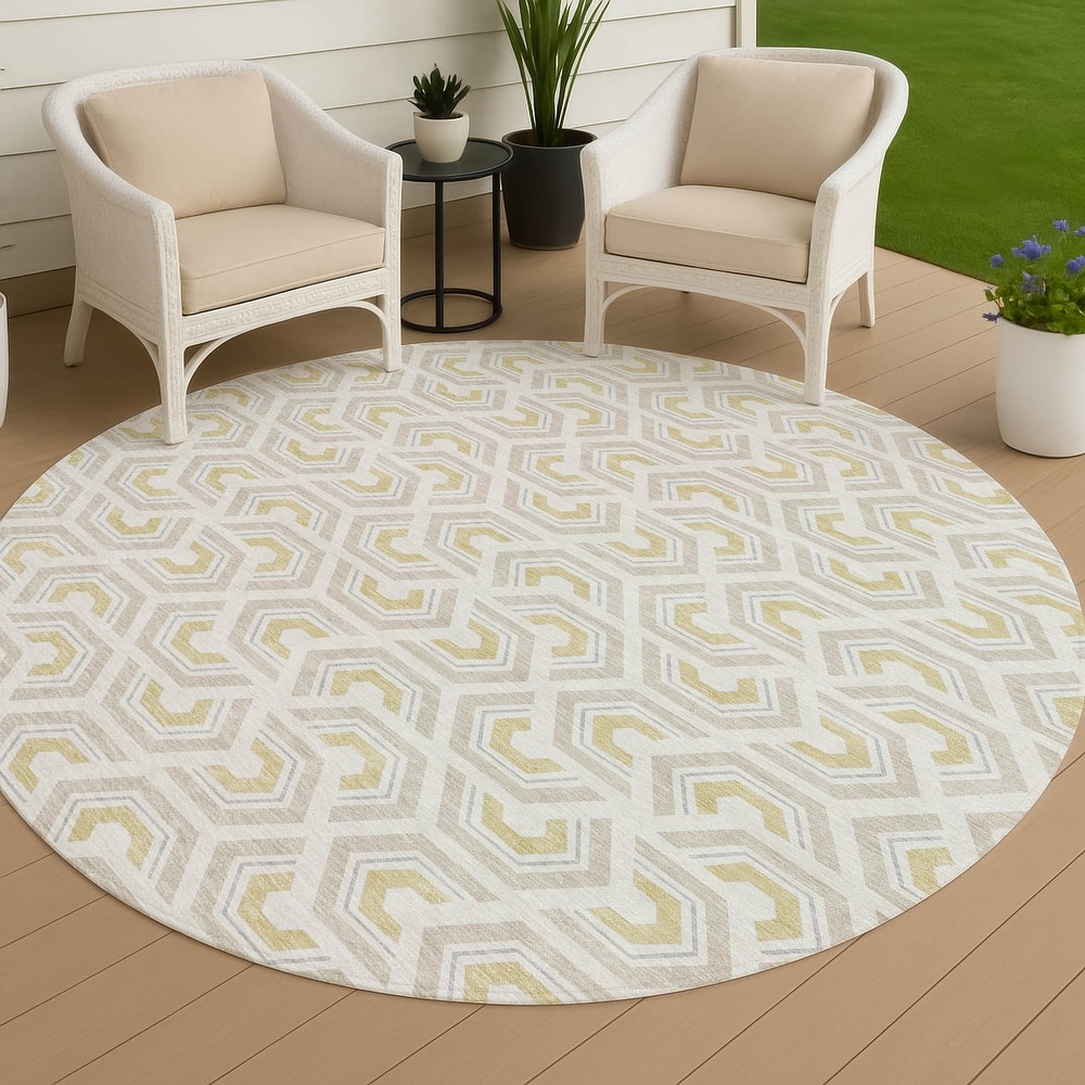 Machine Washable Indoor/ Outdoor Modern Zoa Chantille Rug
