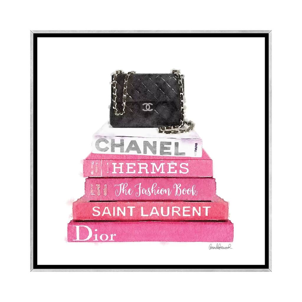 iCanvas "Pink Fashion Books With A Black Bag" by Amanda Greenwood Framed