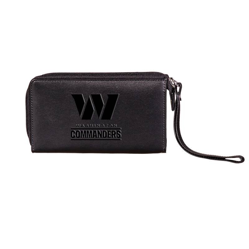 Black Hybrid Leather Cell Phone Wristlet Wallet, Washington Commanders - 4" x 7"