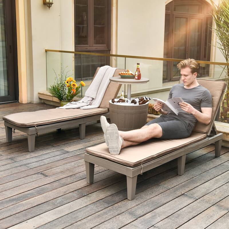 74.5'' Outdoor Lounge Chairs with Cushion ( Set of 2 ) - N/A