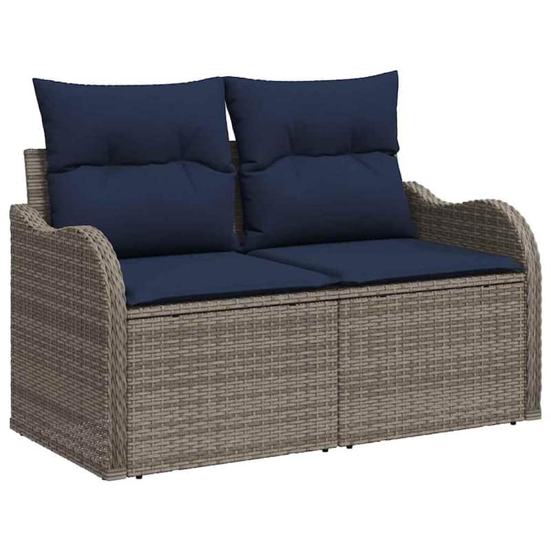 vidaXL Garden Sofa Gray 121 x 62 x 69cm poly rattan - 47.6 x 24.4 x 27.2