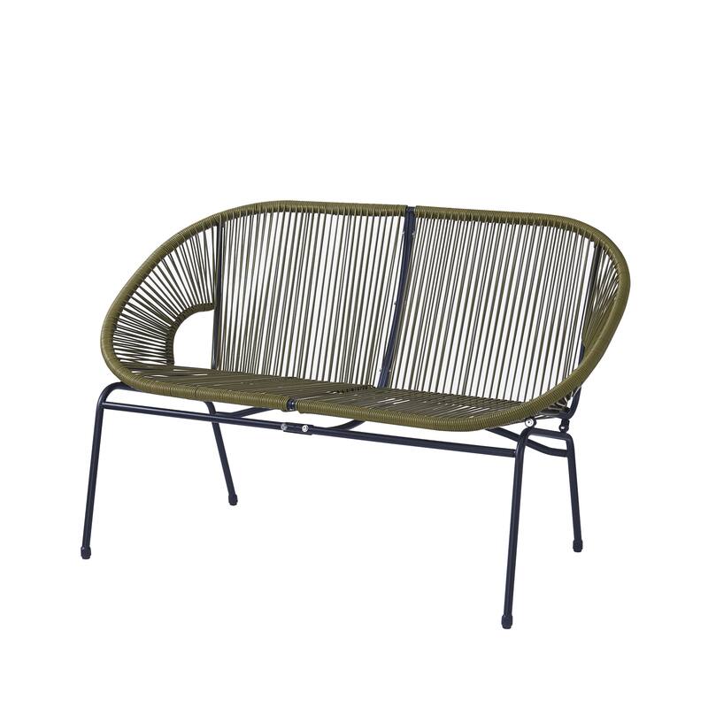 Roomfitters Nusa Outdoor Chat Set 3 Piece Handwoven Faux Wicker Iron Frame - 3 Piece Set