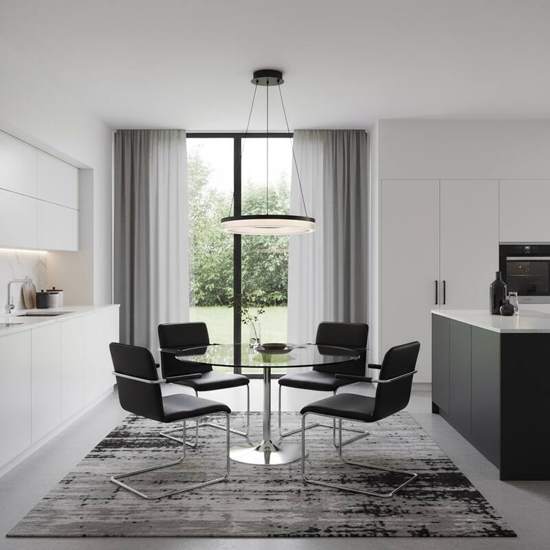 Artcraft Ari - Integrated LED Pendant - Black Finish - Ribbed Clear Diffuser Shade