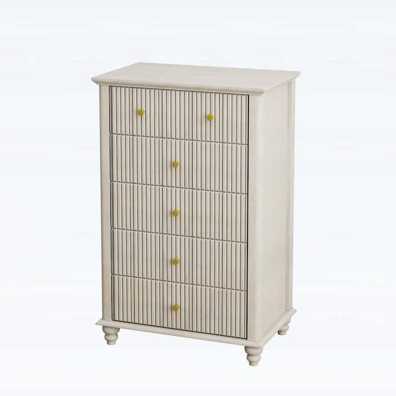 Fluted 5 Drawer Dresser Cabinet