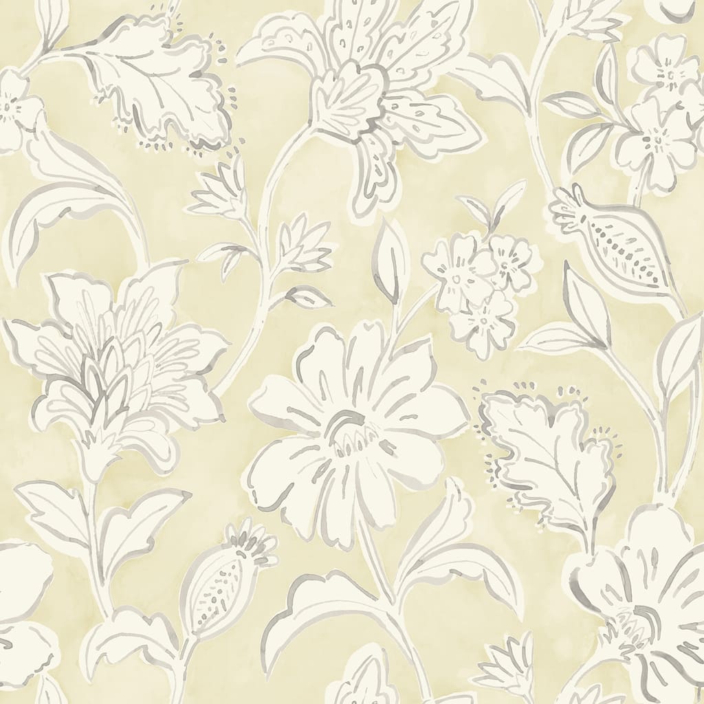 Chesapeake Plumeria Yellow Floral Trail Wallpaper