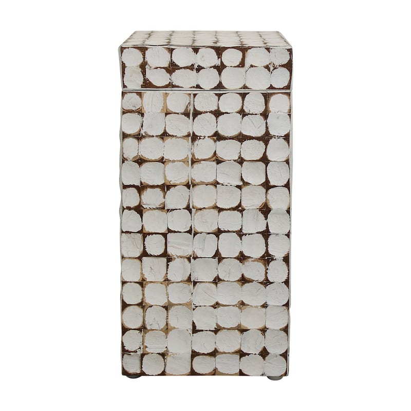Juliette Distressed Natural Coconut Cube Accent Table by East at Main