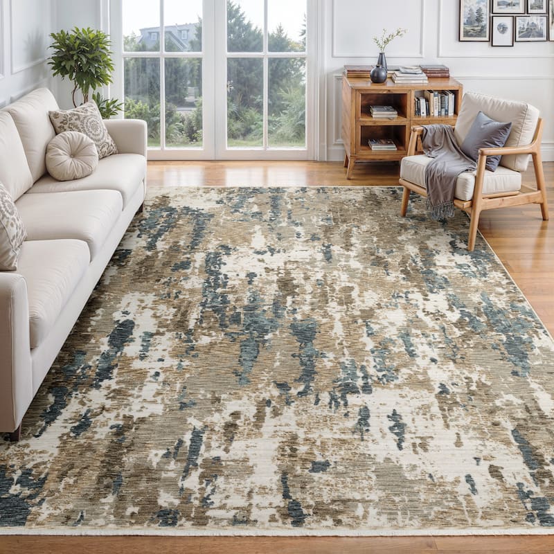 Style Haven Estella Abstract Elements Beige/ Teal Area Rug