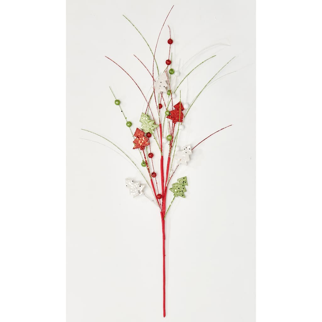27" Glittered Tree Needle Spray, Set of 3 - Multicolor