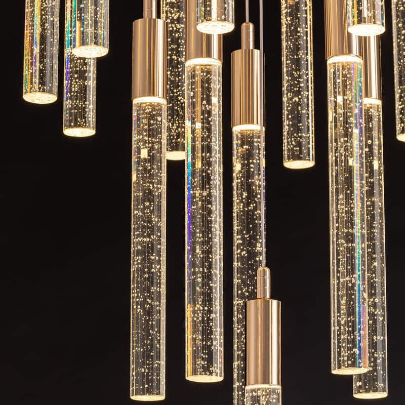 20-Light Gold Crystal Chandeliers Modern Flush Mount Ceiling Chandelier High LED Dimmable Ceiling Chandelier for Entryway