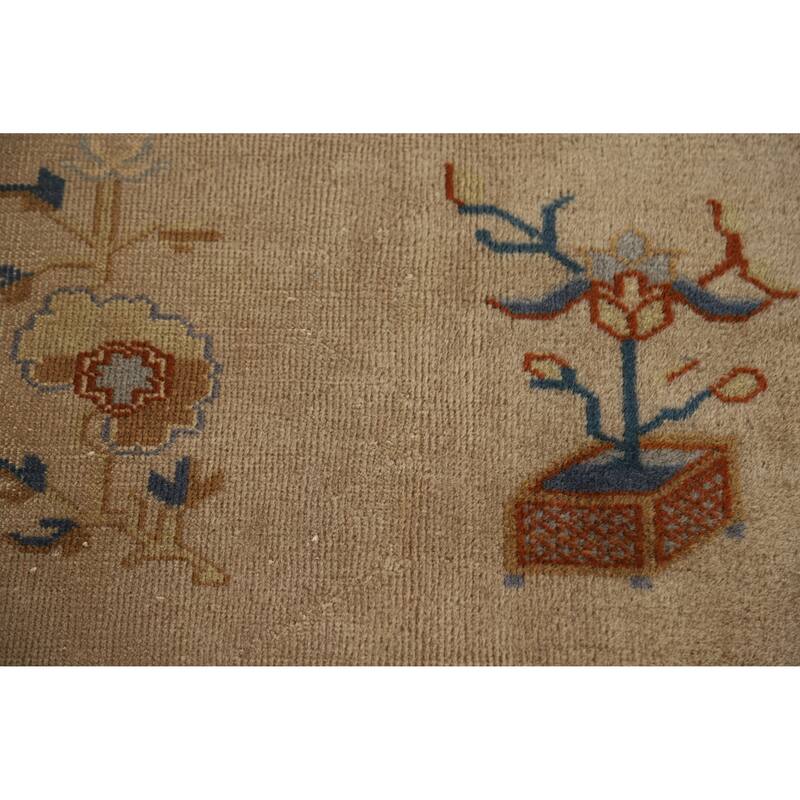 Hand Knotted Oriental 100% Wool Carpet Traditional Medallion Brown Art Deco Area Rug - 11' 1'' X 8' 7''