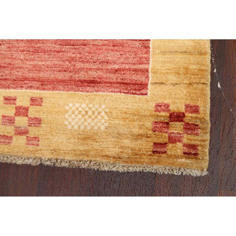 Geometric Gabbeh Kashkoli Oriental Runner Rug Wool Hand-knotted Carpet - 2'8" x 8'8"