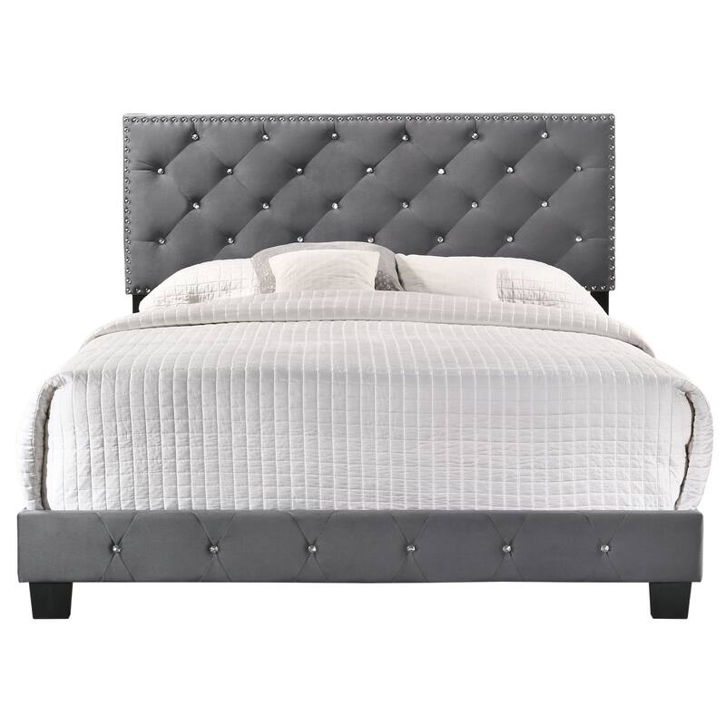 Contemporary Cool Bed - Modern Gray Upholstered Bed Frame for Bedroom