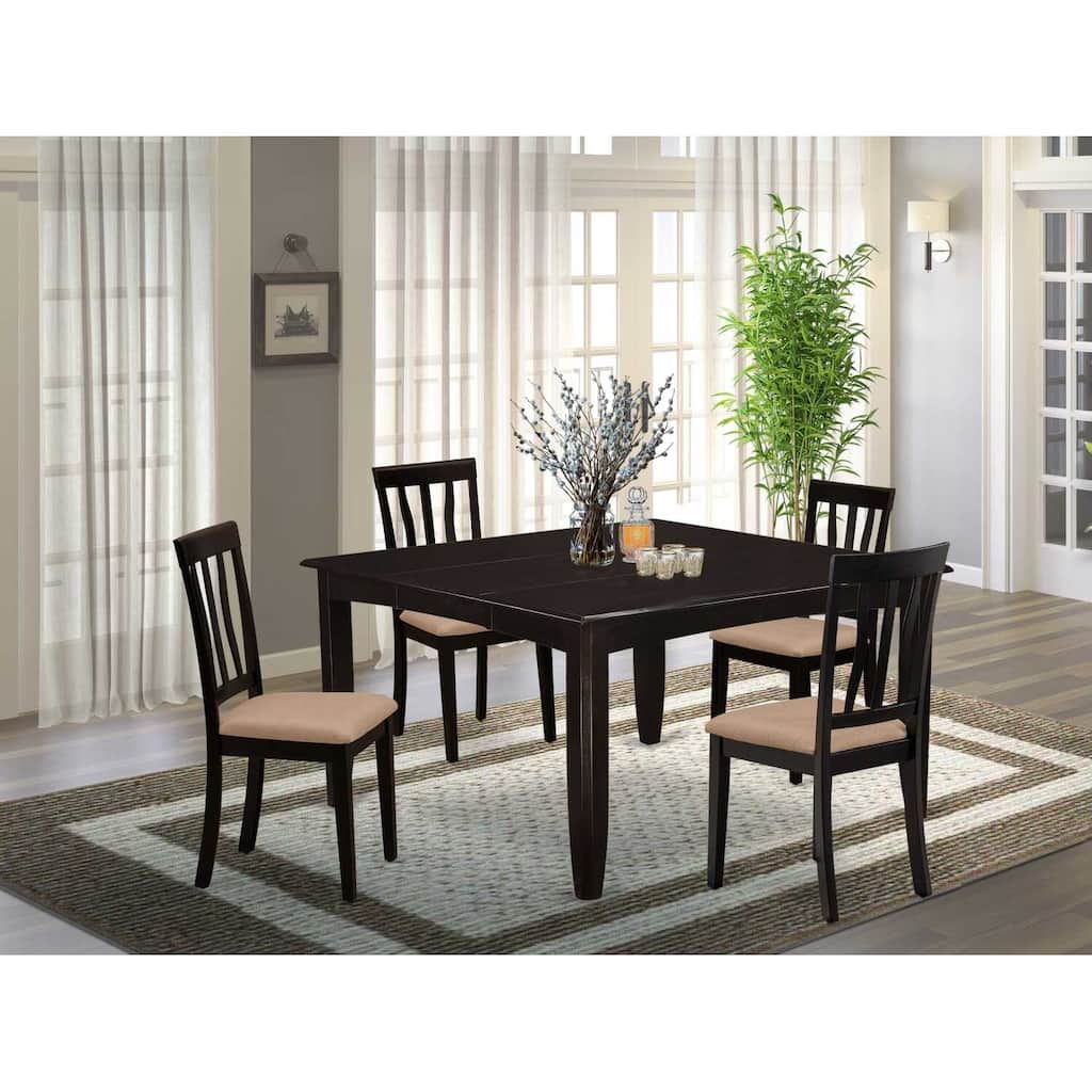 Dining Table Set - 54 Inch Kitchen Table with 8 Chairs - Cappuccino Finish - Modern Design