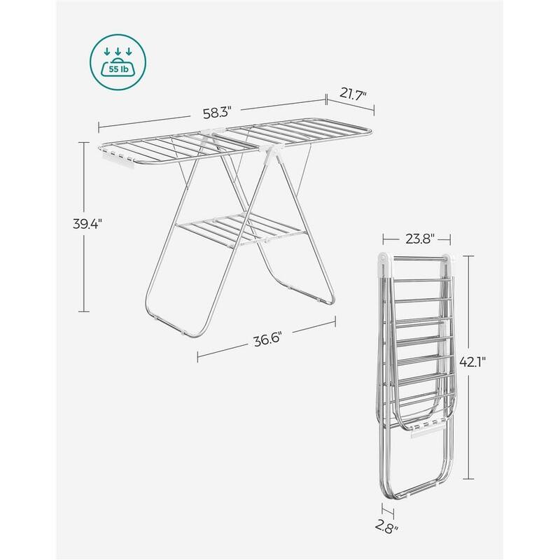 Modern Stainless Steel Clothes Drying Rack with Sock Clips
