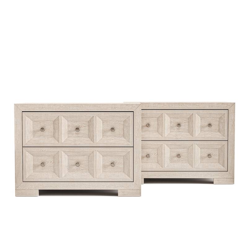 Furniture of America Durem Modern Classic Wood 2-Drawer Oversized Nightstand with USB Ports (Set of 2)