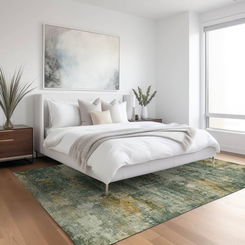 Machine Washable Indoor/ Outdoor Modern Blend Chantille Rug