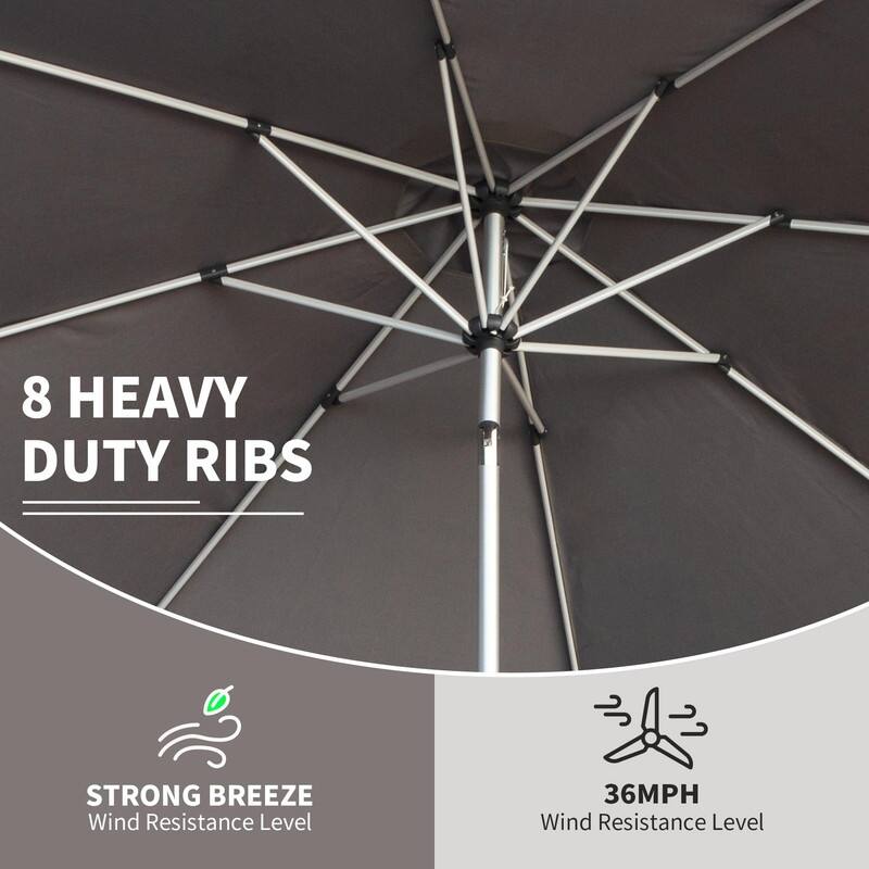 10FT Commercial Patio Umbrella with Wind Vent & Push-Button Tilt - 8 Steel Ribs (Base Not Included)"
