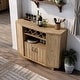 preview thumbnail 3 of 8, DH BASIC Light Oak Country 4-bottle Lattice Wine Cabinet by Denhour