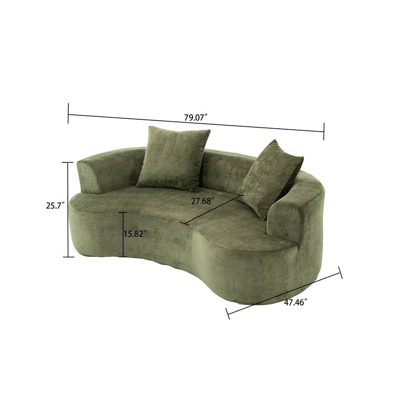 Modern Stylish 2-Seater Frame-Free Compressed Chenille Upholstered Loveseat Sofa with 3 Pillows