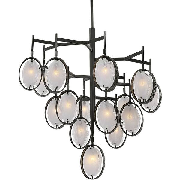 slide 2 of 5, Uttermost Maxin 36" 15 Light Mid-Century Modern Industrial Large Dark Hammered Bronze