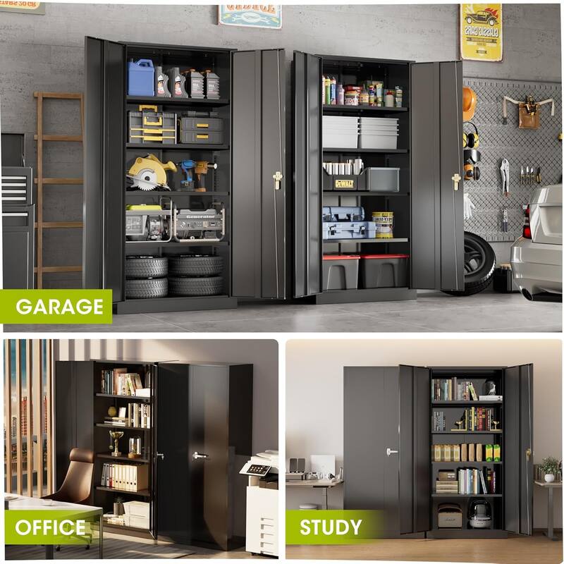 Garage Cabinet Tool Storage Workbenches with Locking Doors and Adjustable Shelves