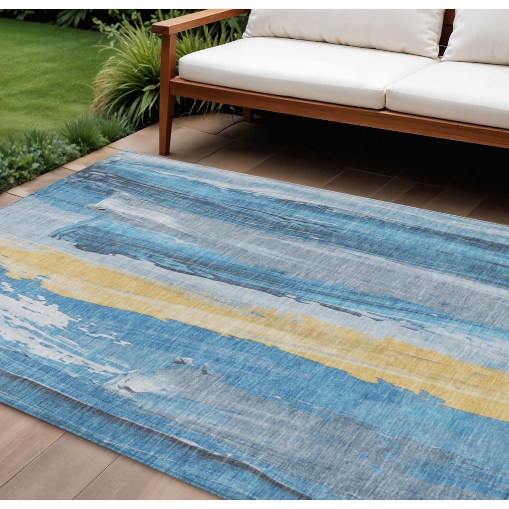 HomeRoots Abstract Transitional Rectangle Outdoor Rug