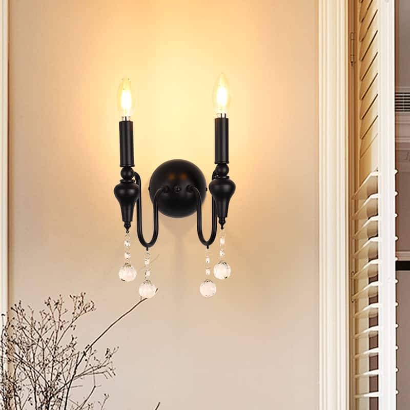 2 - Light Simple Round - Based Wall Sconce - Matte Black - Matte Black