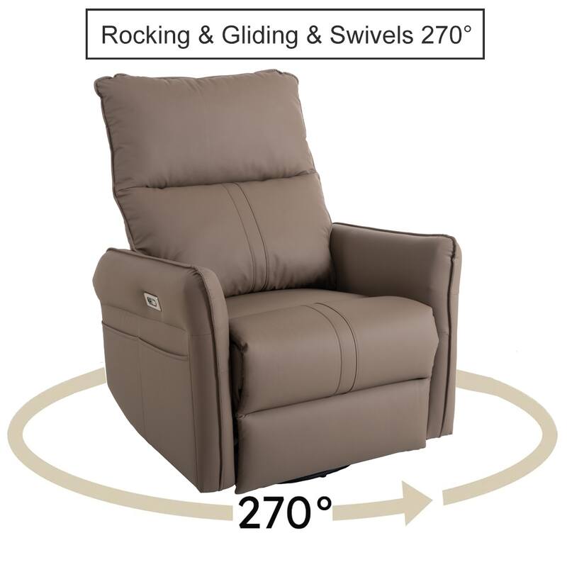 270°Power Swivel Rocker Recliner Chair, Electric Glider with USB Ports, Power Swivel Glider, Rocking Chair Nursery Recliners