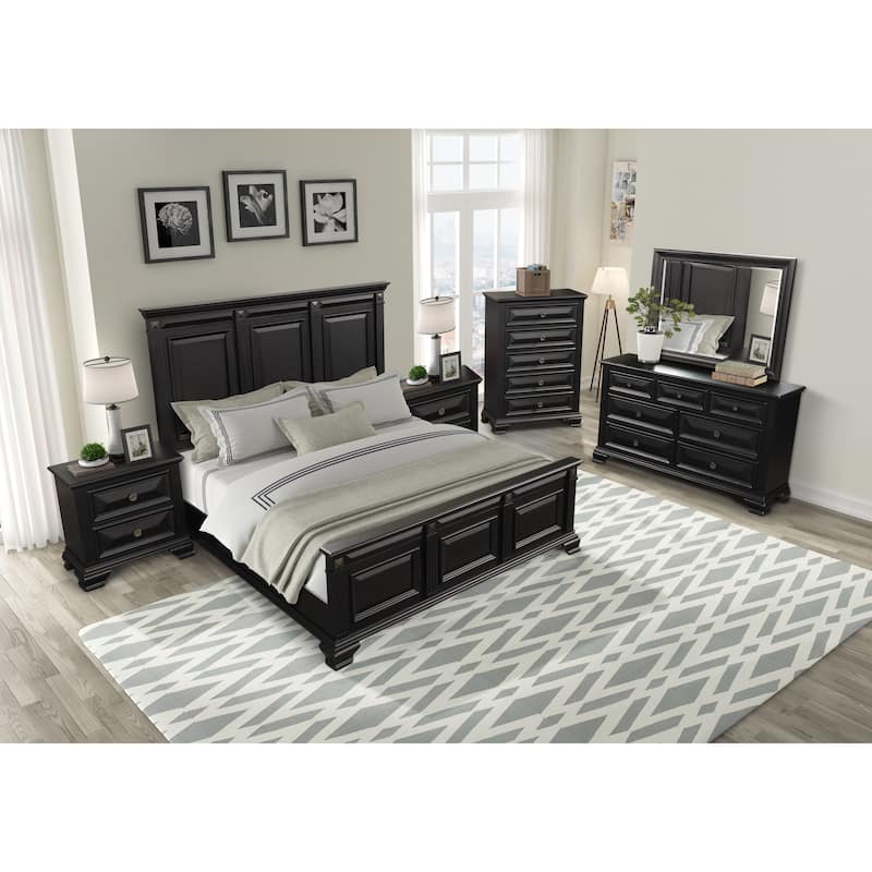 Roundhill Furniture Renova Vintage Black Wood Traditional 6-piece Bedroom Set