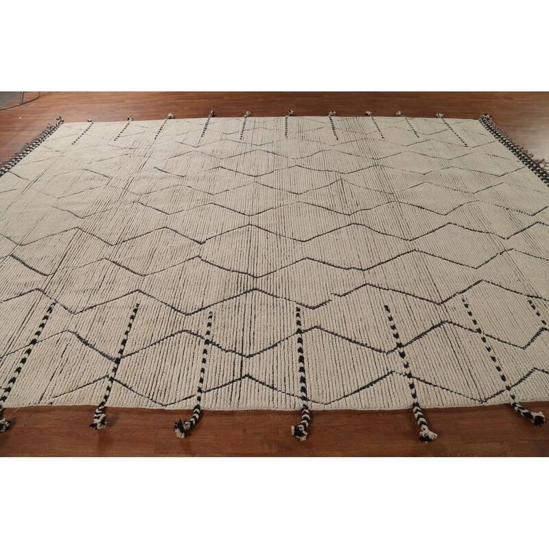 All-Over Moroccan Oriental Area Rug Handmade Wool Carpet - 8'9"x 12'10"