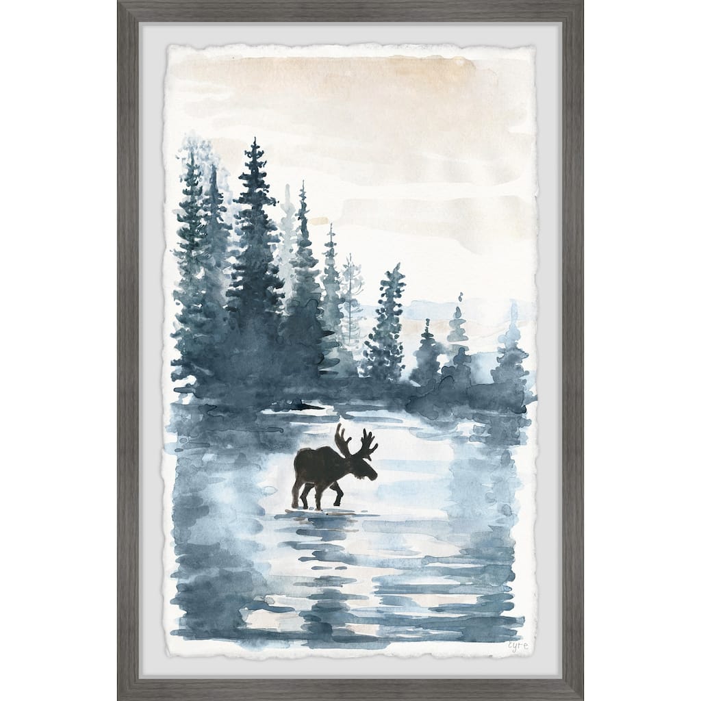 Crossing the Lake Framed Wall Art, Scenic Beauty - A Captivating Landscape for Your Walls