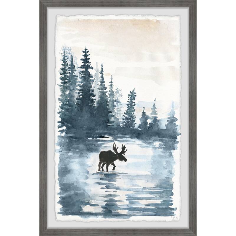Crossing the Lake Framed Wall Art, Scenic Beauty - A Captivating Landscape for Your Walls